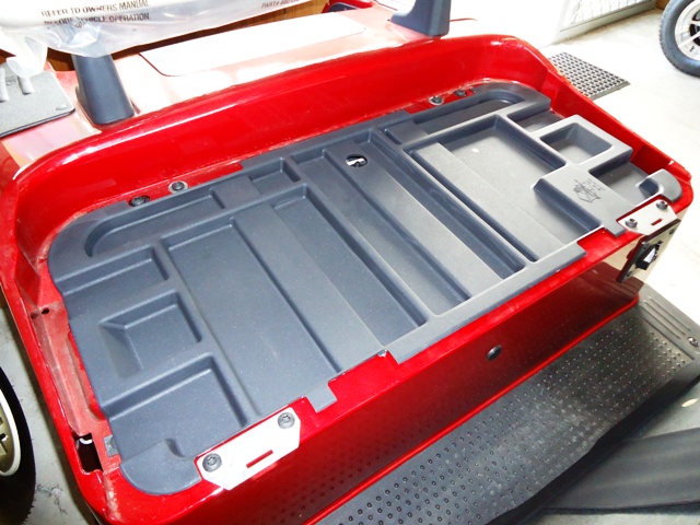 Club car under seat store storage tray